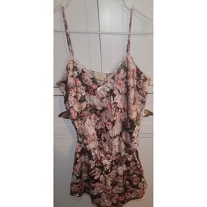 Kate Spade Floral Romper Women's Size S Sleeveless Lace Trim Pink Roses